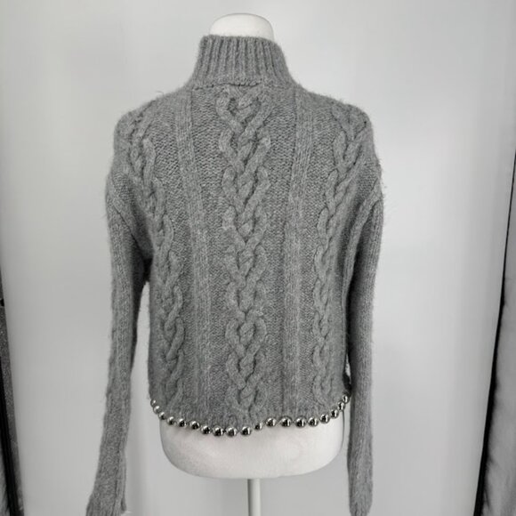Zara Silver Bead Embellished Cable Knit Sweater - Small - Picture 9 of 13
